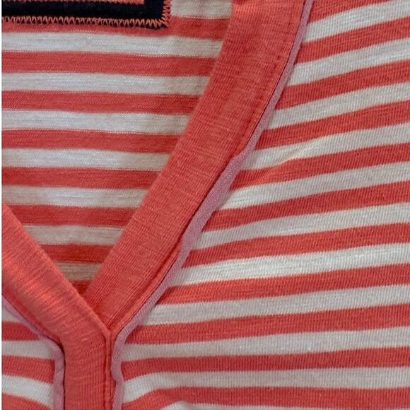 Boden V-Neck Top Size 4 Pink White Striped Cotton - Picture 5 of 12